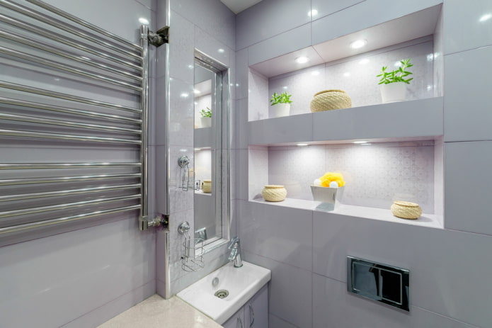 נישות בחדר האמבטיה: אפשרויות מילוי, בחירת מיקום, רעיונות לעיצוב