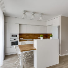 Nínxol de cuina a l'apartament: disseny, forma i ubicació, color, opcions d'il·luminació-2