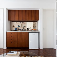 נישת מטבח בדירה: עיצוב, צורה ומיקום, צבע, אפשרויות תאורה -7