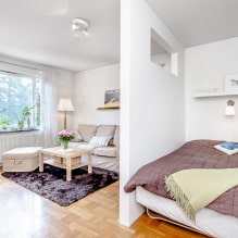 Disseny d'un apartament d'una habitació amb nínxol: foto, disposició, disposició de mobles-6