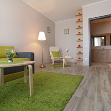 Design af en et-værelses lejlighed med en niche: foto, layout, møbelindretning-7