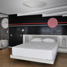 מיטה צפה בפנים: סוגים, צורות, עיצוב, אפשרויות תאורה אחורית -5