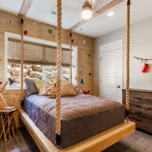 Łóżka drewniane: zdjęcie, rodzaje, kolor, design (rzeźbione, antyczne, z miękkim zagłówkiem itp.) - 7