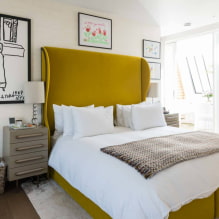 Giường có đầu giường êm ái: ảnh, loại, chất liệu, thiết kế, kiểu dáng, màu sắc-1