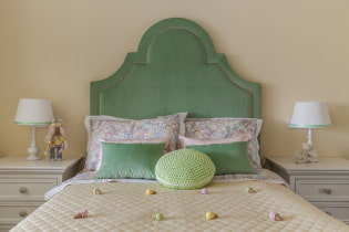 Tempat tidur dengan kepala katil yang lembut: foto, jenis, bahan, reka bentuk, gaya, warna