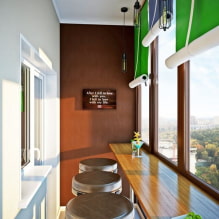 Kaunter bar di balkoni: pilihan lokasi, reka bentuk, bahan meja, hiasan-2