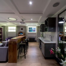 Barový pult v obývacím pokoji: typy, tvary, možnosti umístění, barvy, materiály, design-4