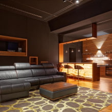 Barový pult v obývacím pokoji: typy, tvary, možnosti umístění, barvy, materiály, design-6