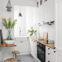 Taula de menjador per a una petita cuina: tipus, disseny, formes, ubicació a l'habitació-6