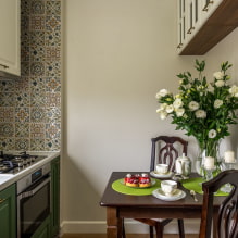 Meja makan untuk dapur kecil: jenis, reka bentuk, bentuk, lokasi di bilik-7