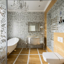 Mozaīka vannas istabā: veidi, materiāli, krāsas, formas, dizains, apdares vietas izvēle-2