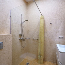 Mozaïek in de badkamer: soorten, materialen, kleuren, vormen, design, keuze van afwerkingslocatie-3