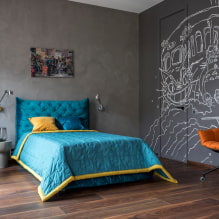 Yatak odasındaki yatakta yatak örtüsü: fotoğraf, malzeme seçimi, renk, tasarım, çizimler-3