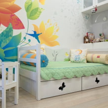 Yatak odasındaki yatakta yatak örtüsü: fotoğraf, malzeme seçimi, renk, tasarım, çizimler-5