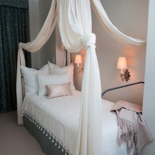 Yatak odasında yatakta yatak örtüsü: fotoğraf, malzeme seçimi, renk, tasarım, çizimler-6
