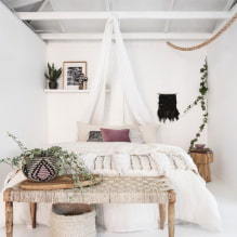 Tempat tidur kanopi: jenis, pilihan kain, reka bentuk, gaya, contoh di bilik tidur dan tapak semaian-0