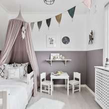 מיטת אפריון: סוגים, בחירת בד, עיצוב, סגנונות, דוגמאות בחדר השינה וחדר הילדים -6