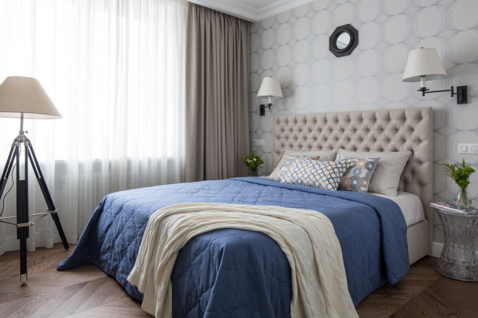 Podwójne łóżko: zdjęcia, rodzaje, kształty, design, kolory, style