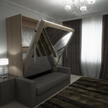 Łóżko w ścianie: zdjęcie we wnętrzu, rodzaje, projekt, przykłady składanych transformatorów-6