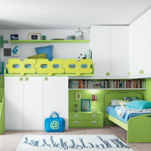 Podkrovná posteľ: fotografie, typy, farby, dizajn, štýly, materiály, príklady s rebríkom, -3