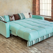 Καναπές κρεβάτι: φωτογραφίες, τύποι μηχανισμών, υλικά ταπετσαρίας, σχέδιο, χρώματα, σχήματα-6