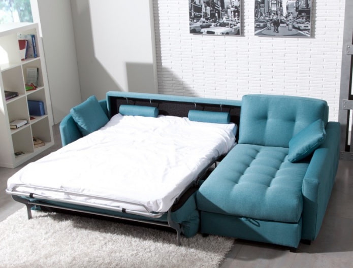 Tempat tidur sofa: foto, jenis mekanisme, bahan pelapis, reka bentuk, warna, bentuk
