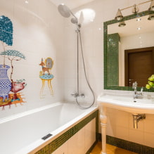 Hvide fliser på badeværelset: design, former, farvekombinationer, placeringsmuligheder, injektionsfarve-1
