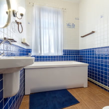 Jubin putih di bilik mandi: reka bentuk, bentuk, kombinasi warna, pilihan lokasi, grout color-2