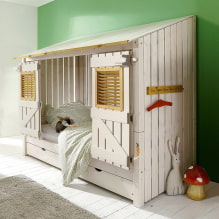 Casa-llit a l'habitació infantil: foto, opcions de disseny, colors, estils, decoració-1