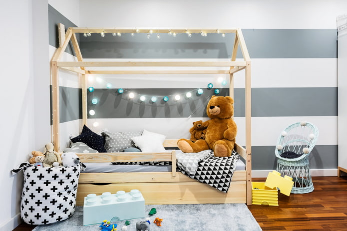 בית המיטה בחדר הילדים: תמונות, אפשרויות עיצוב, צבעים, סגנונות, תפאורה