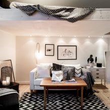 Tempat tidur di bawah siling: cadangan untuk memilih, jenis, reka bentuk, foto dalam pelbagai gaya-1