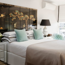 Čelo postele do ložnice: fotografie v interiéru, typy, materiály, barvy, tvary, dekor -0