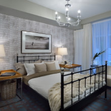 מיטה בחדר השינה: צילום, עיצוב, סוגים, חומרים, צבעים, צורות, סגנונות, תפאורה -8