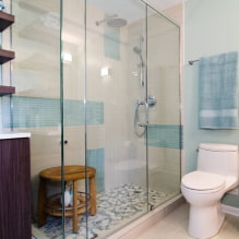 Bany amb dutxa de rajoles: tipus, opcions per col·locar rajoles, disseny, color, foto a l'interior del bany-6