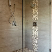 Душ стая от плочки: видове, опции за полагане на плочки, дизайн, цвят, снимка в интериора на банята-7