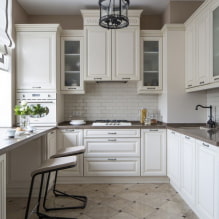 Fliser til køkkenet på gulvet: design, typer, farver, layoutmuligheder, former, stilarter-2