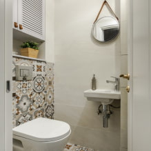 Gạch lát nền nhà vệ sinh: thiết kế, hình ảnh, mẹo chọn, loại, màu sắc, hình dạng, ví dụ về bố cục-3