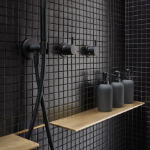Melnas flīzes vannas istabā: dizains, izkārtojuma piemēri, kombinācijas, fotogrāfijas interjerā-3
