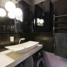 Banyoda siyah fayans: tasarım, yerleşim örnekleri, kombinasyonlar, iç mekan fotoğrafları-5