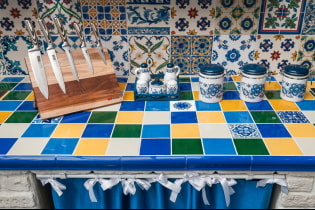 Meja ubin: foto di dapur, bilik mandi, warna, reka bentuk, gaya