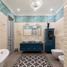 Indeling van tegels in de badkamer: regels en methoden, kleurkenmerken, ideeën voor de vloer en muren-1