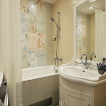 אריחים לחדר אמבטיה קטן: בחירת גודל, צבע, עיצוב, צורה, פריסה -5