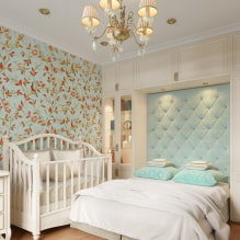 Slaapkamer met een kinderbedje: ontwerp, planningsideeën, zonering, verlichting-2