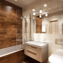Dřevěné dlaždice v koupelně: design, typy, kombinace, barvy, obklady a možnosti rozvržení-0
