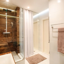 Jubin seperti kayu di bilik mandi: reka bentuk, jenis, kombinasi, warna, pelapisan dan pilihan susun atur-2