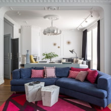 Blå sofa i interiøret: typer, mekanismer, design, polstringsmaterialer, nuancer, kombinationer-1