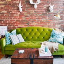 Zaļais dīvāns: veidi, dizains, polsterējuma materiāla izvēle, mehānisms, kombinācijas, toņi-0