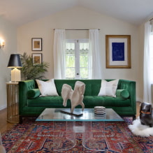 Grøn sofa: typer, design, valg af polstringsmateriale, mekanisme, kombinationer, nuancer-1