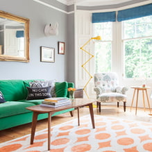 Žalia sofa: rūšys, dizainas, baldų apmušalų pasirinkimas, mechanizmas, deriniai, atspalviai-7