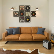 Sofa màu nâu trong nội thất: chủng loại, thiết kế, chất liệu bọc, sắc thái, sự kết hợp-0